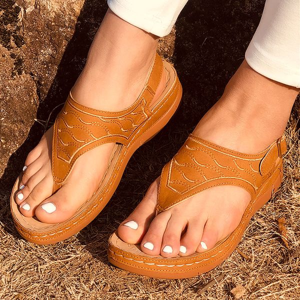 

womens sandals ladies clip toe wedges thong shoes 2021 fashion embroidery platform buckle casual female beach shoes, Black