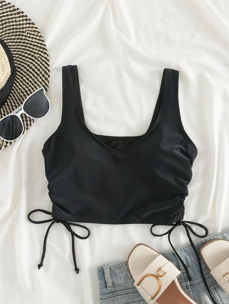 

plain drawstring side bikini t3cv#, White;black