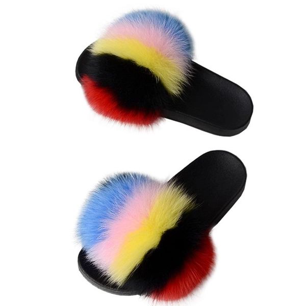 

slippers for fur stylish women, pink striped luxury, Black