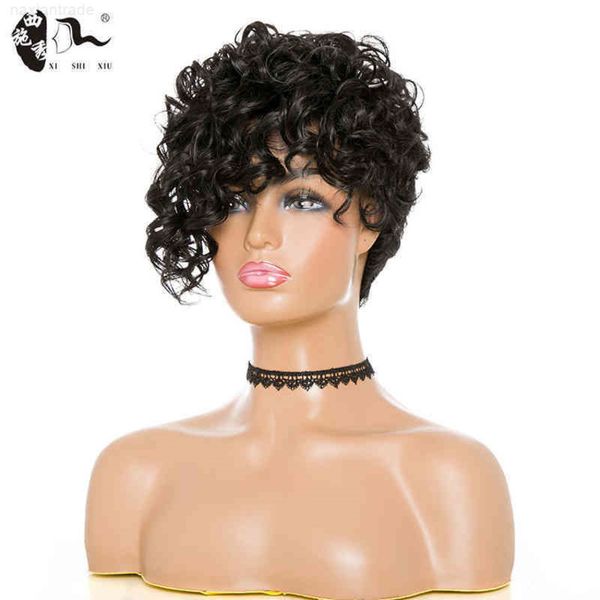 

short curly female short chemical fiber heaear wig, Black