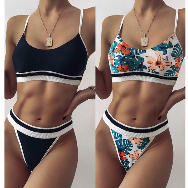 

women's swimwear high waist bikinis 2021 women swimsuit female thong patchwork bikini set bathing suit biquini swimming, White;black