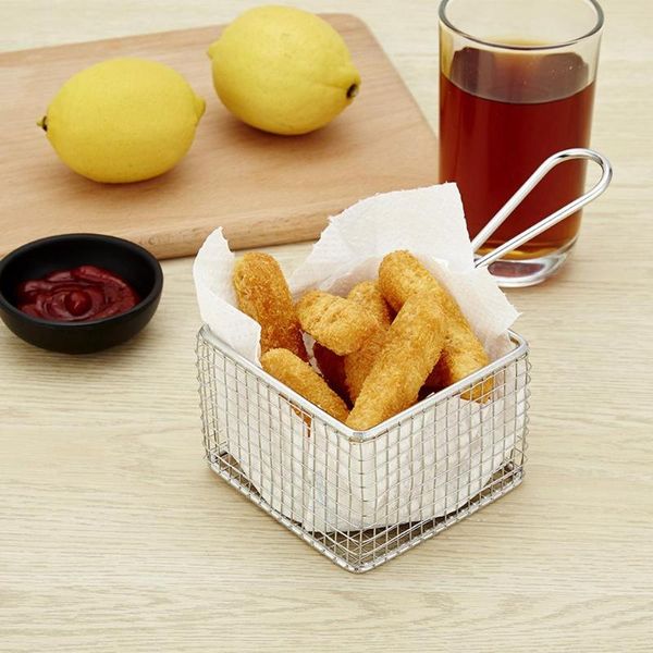 

colanders & strainers square fried filter french fries chicken wingss snack stainless steel basket