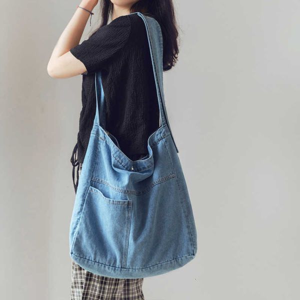 

2021 ins denim bag large capacity canvas msenger bag for female leisure students