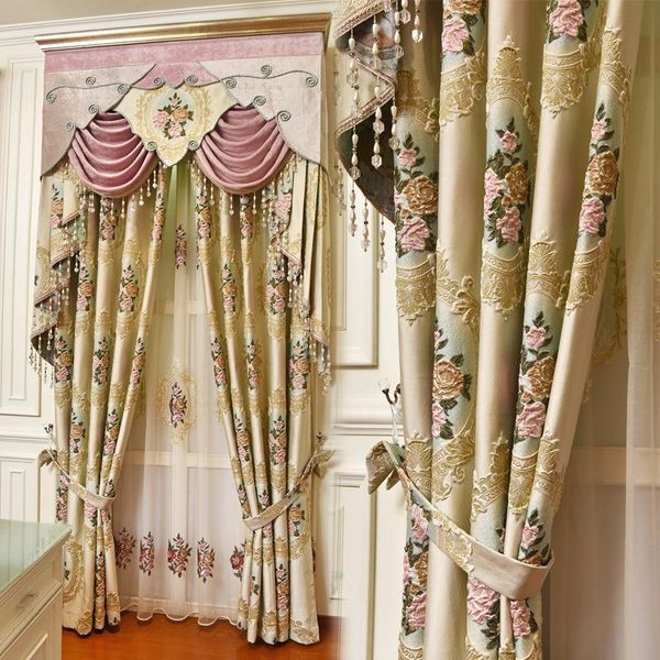 

curtain & drapes custom blackout living room bedroom european style curtains, embossed high-grade vertical embroidered yarn