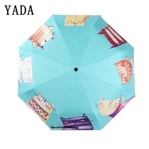 

umbrellas yada 2021 creative cartoon cat umbrella anti uv sunny&rainy folding for women windproof designer ys686
