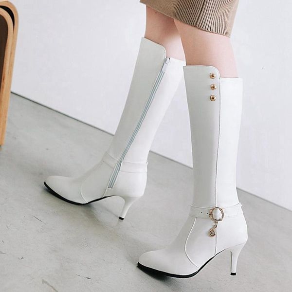 

boots sarairis arrivals plus size 48 spike high heels knee women shoes zip up metal comfy fashion female 3woq, Black