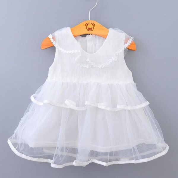

girl's dresses pink white girls party dress summer fashion infant layered lace costumes toddler cute clothes for baby one year birthday, Red;yellow