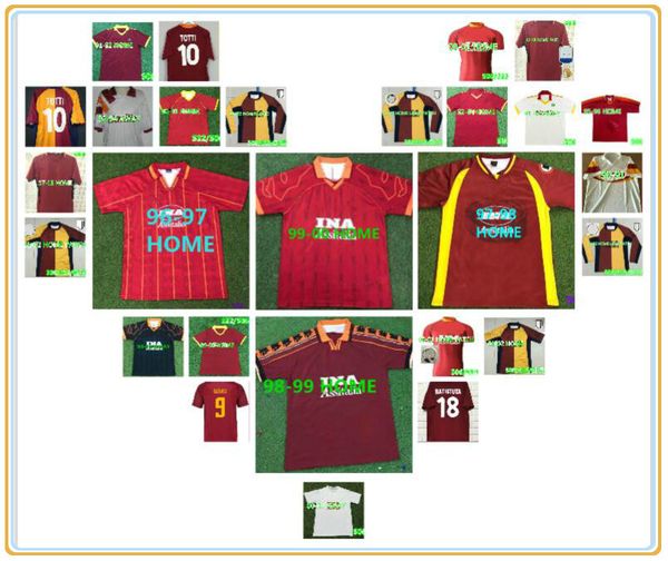 

90 91 89 92 94 95 96 97 98 99 00 01 02 17 18 soccer jersey de rossi totti camicia vintage maglia da calcio 2000 2001 2002 commemorat, Black