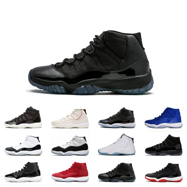 

man basketball shoes 11 11s 25th anniversary gamma blue bred high concord 23 45 legend prom night platinum tint space jam red midnight navy, White;red