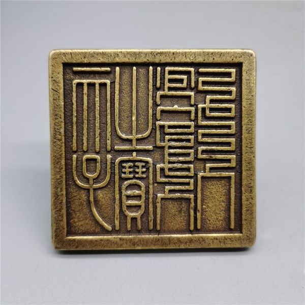 

chinese old bronze statue of pure copper brass shunji seal, Brown
