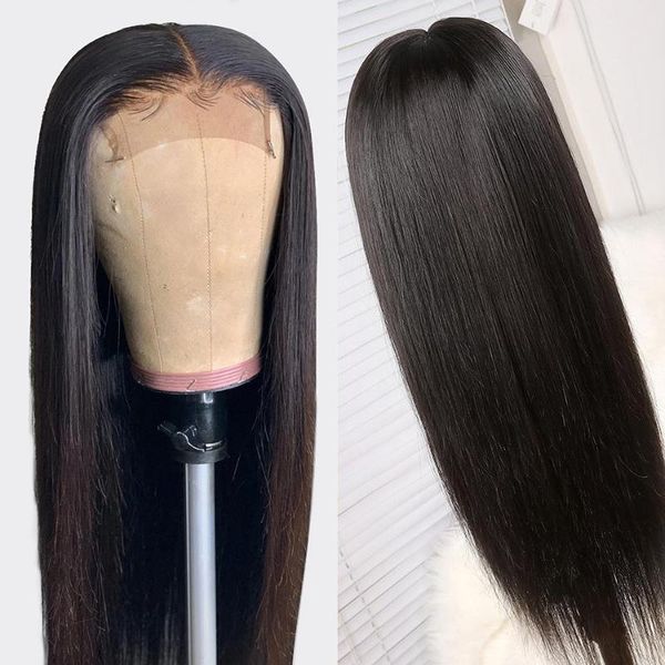 

lace wigs wigirl remy 26 28 30 inch straight glueless front human hair brazilian long closure wig black woman plucked full, Black;brown