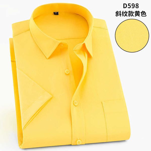 Plus Size 5XL 6XL 7xL 8XL Casual Easy-Care a striped twill manica corta uomo business camicia formale giallo verde 110kg 120kg 130kg p0812