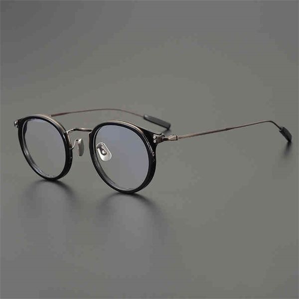 

70% off clearance online 7g ultra light pure titanium women's spectacle frame anti blue light flat mirror men's color change anti, White;black