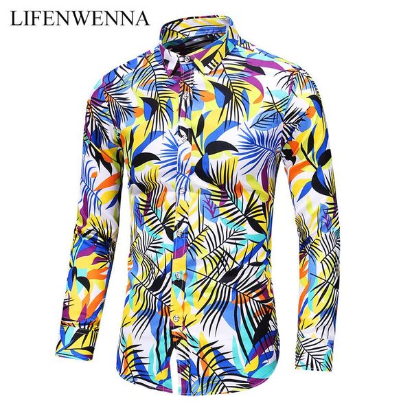 

plus size 6xl 7xl autumn long sleeve flowers shirts men 2021 men's button down social hawaiian floral shirt business casual, White;black