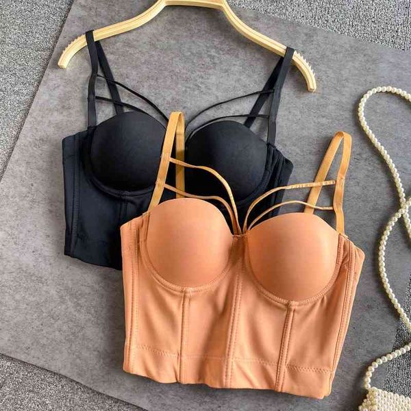 

short cropped camisole women's summer retro slim slimming gathered fish bone corset 210709, White