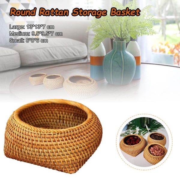 

hand-woven storage basket rattan tray wicker baskets bread fruit box handicrafts home decoration
