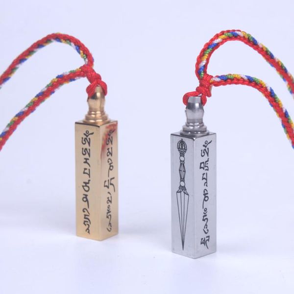 

pendant necklaces arrive tibetan buddhist gawu box stainless steel locket female men necklace amulets, Silver