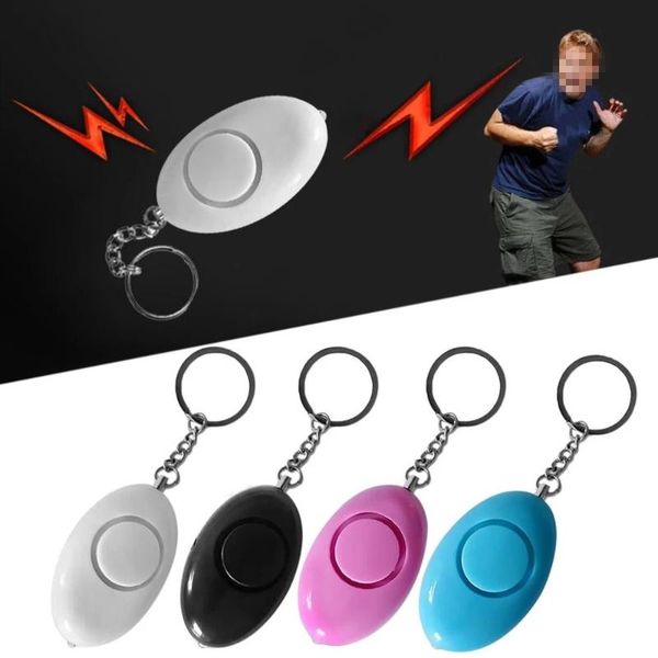 

keychains mini egg shape women personal safety led alarm keyring anti-attack security protection emergency children school alert, Silver