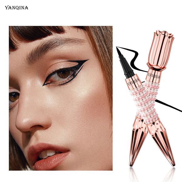 Queen's Sceptre Gold Rose Liquid Eyeliner Pen Jet Black Eye Liner Waterproof Sweatproof Hold 24H Long Last Fast Dry Yanqina