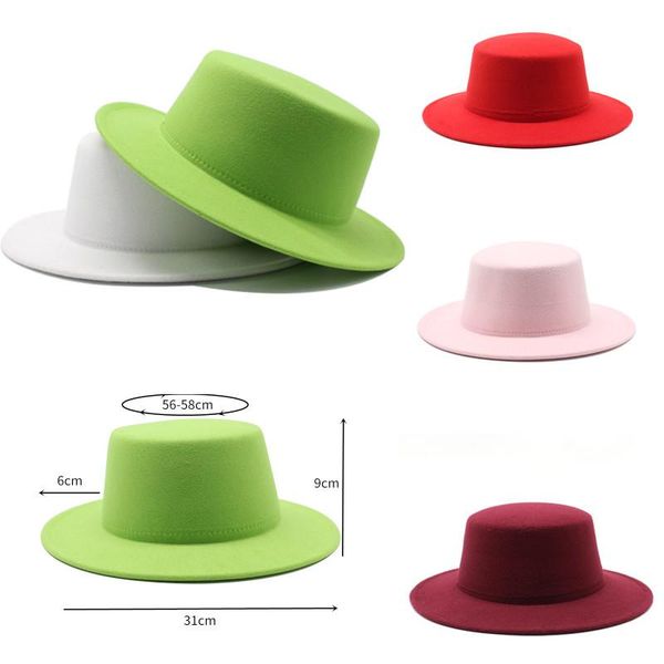 

turquoise bucket hat fedora woolen men and women flat gentleman korean version of wild jazz felt wide brim hats, Blue;gray