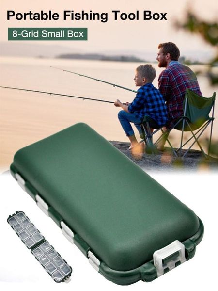

portable fishing tool box 8-grid small storage bag bait hook accessories