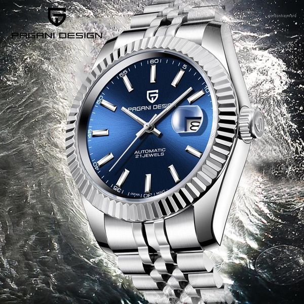 

men watch sports clock waterproof steel mechanical watches sapphire relogio masculino pd-1645 wristwatches, Slivery;brown