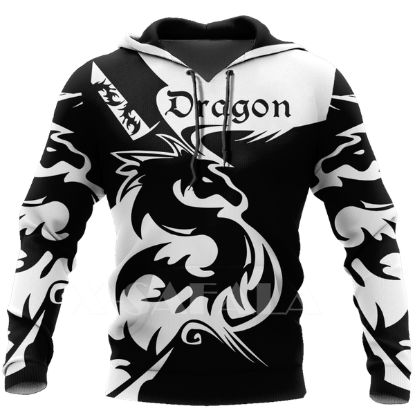 

men's hoodies & sweatshirts amazing fire dragon tattoo art 3d print spring autumn hoodie man women harajuku outwear zipper pullover swe, Black