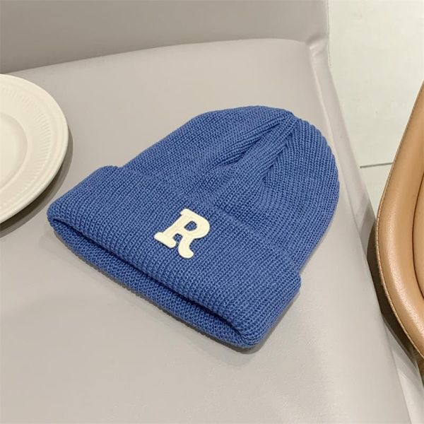 

berets letter woolen hat for women and men autumn winter knitted warm hats, Blue;gray