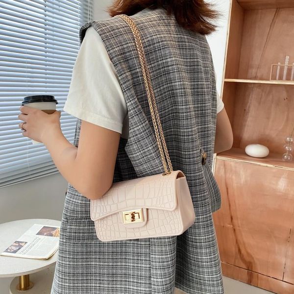 

evening bags candy color stone pattern plastic flap crossbody for women 2021 fashion chain shoulder handbags and purses female summer