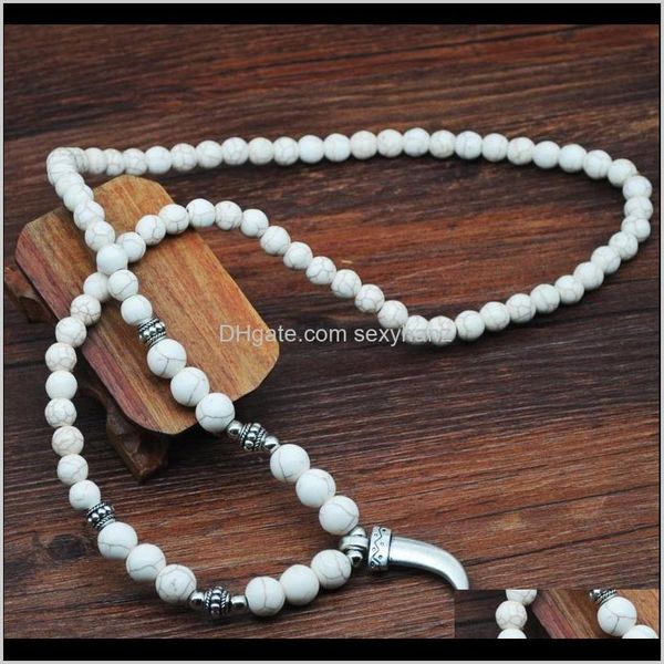 

chains necklaces & pendants jewelryyumfeel mens beaded coconut and stone beads horn pendant necklace for men1 drop delivery 2021 xsjpq, Silver