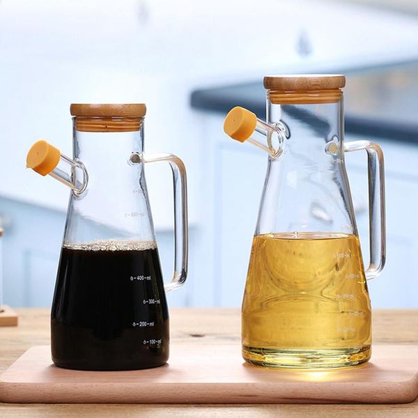 

transparent glass oil bottle, with handle suitable for kitchen tools soy vinegar sauce container storage bags