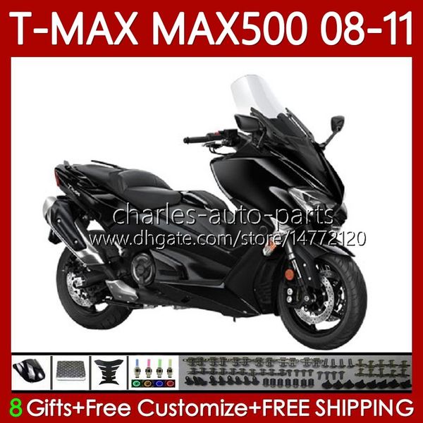 Corpo de motocicleta para Yamaha T-Max500 TMAX-500 MAX-500 T 08-11 Bodywork 107No.39 Matte Black Tmax Max 500 Tmax500 Max500 08 09 10 11 XP500 2008 2009 2010 2011 Fairings