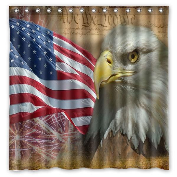 

shower curtains waterproof curtain with hooks us flag and bald eagle water resistant custom bathroom decoration 71*71 inch