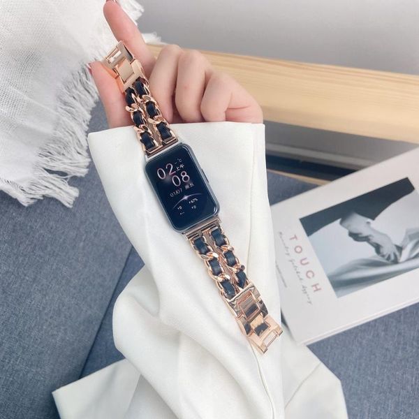 

watch bands -selling stainless steel leather band for huawei fit watchbelt smart correa wristband strap, Black;brown