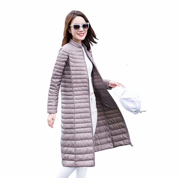 

down ultra light white duck jacket autumn winter women plus size 3xl long stand slim warm down coat female parka, Black