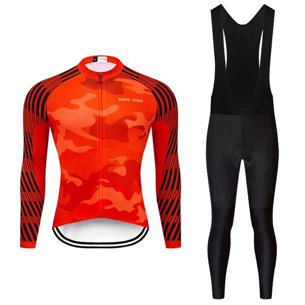 

racing sets men cycling jersey set long sleeve pro clothes riding quick dry jacket + bib with 20d pad - bike clothing kit, Black;blue