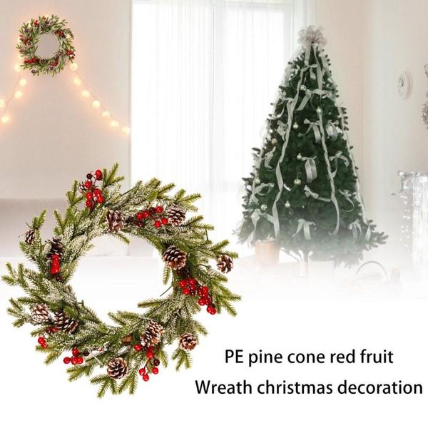 

decorative flowers & wreaths sticky pe pine cone red fruit wreath christmas decoration white flocking pendant with frost ornaments decor