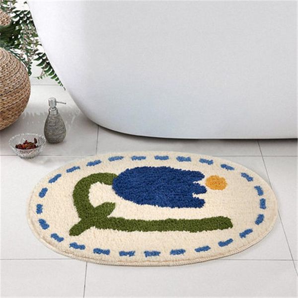 

modern tulip bathroom rug floral entrance carpet area rugs floor pad tub side mats nordic welcome doormat home decor 40x60cm carpets