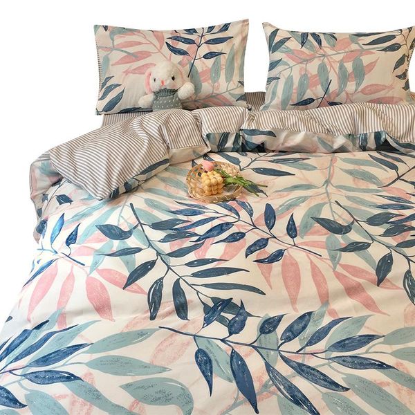 

bedding sets nordic ins four-piece suit of cotton bed supplies simple spring and autumn sheet three-piece quilt cover fitted