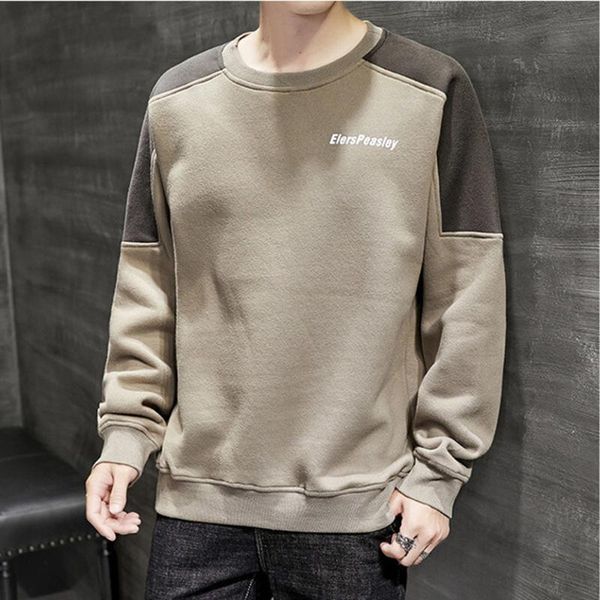 

men's hoodies & sweatshirts spring autumn sweatshirt men round neck long sleeved fashion letter printed cotton male stitching casual y, Black