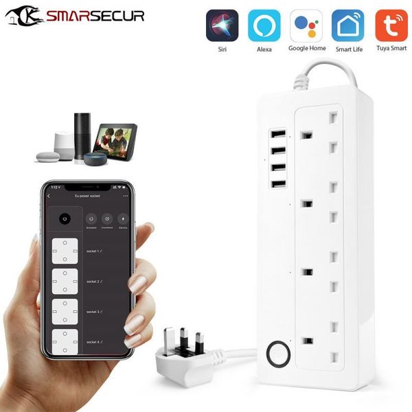 

smart power plugs 2021tuya wifi british plug socket ac 110v-240v adaptors support alexa google home iftvoice control