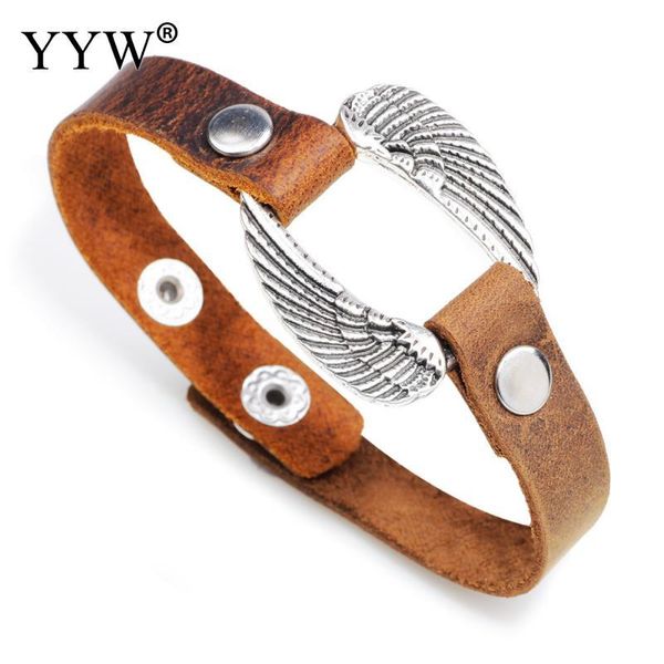

charm bracelets cowhide bracelet with zinc alloy wing shape silver color plated adjustable & for woman 12mm sold per approx 9 inch strand, Golden;silver