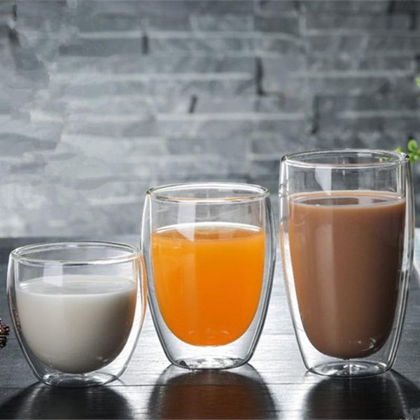

wine glasses 80/250/350/450ml heat-resistant double wall glass cup beer coffee cups handmade healthy drink mug tea mugs transparent drinkwar