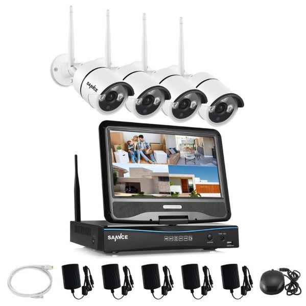 

2.4g 10.1 lcd 4ch hd wireless 720p wifi nvr 1500tvl in/outdoor ir cut ip cameras home security camera system cctv systems