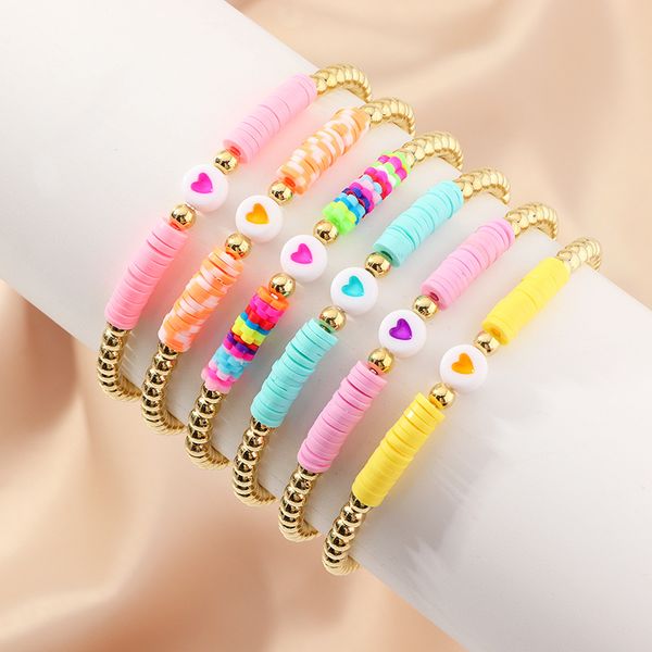 

bohemia simple style alloy gold round beads bracelets for woman boho ethnic multicolor bead heart bracelet jewelry, Golden;silver