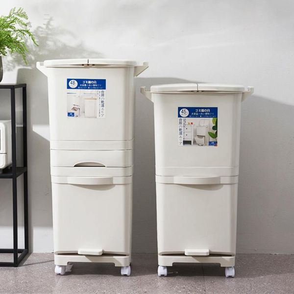 

waste bins classification large trash bin square double plastic creative can foot kitchen cubo basura household products di50ljt