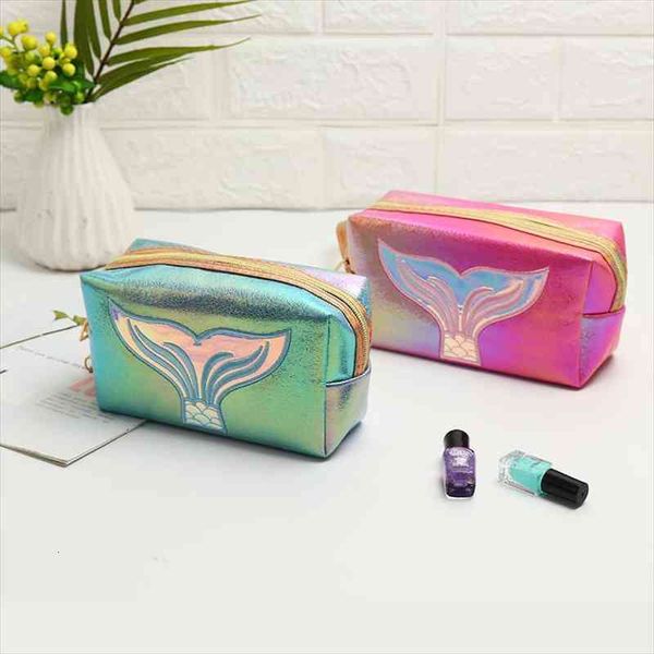 

high capacity mermaid laser flap cosmetic bags women men travel wash storage organizer makeup cases beauty toiletry kit