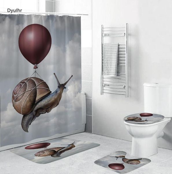 

shower curtains bathroom accessories modern minimalist snail design curtain non-slip carpet toilet seat cushion kit dyuihr