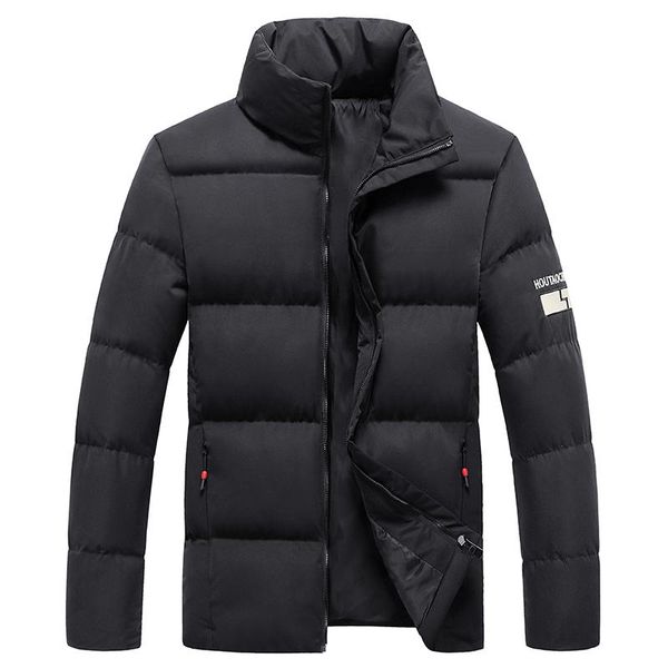 

men's down & parkas autumn and winter jackets men casual parker windbreaker fashion stand-up collar plain thick coat arrival, Black