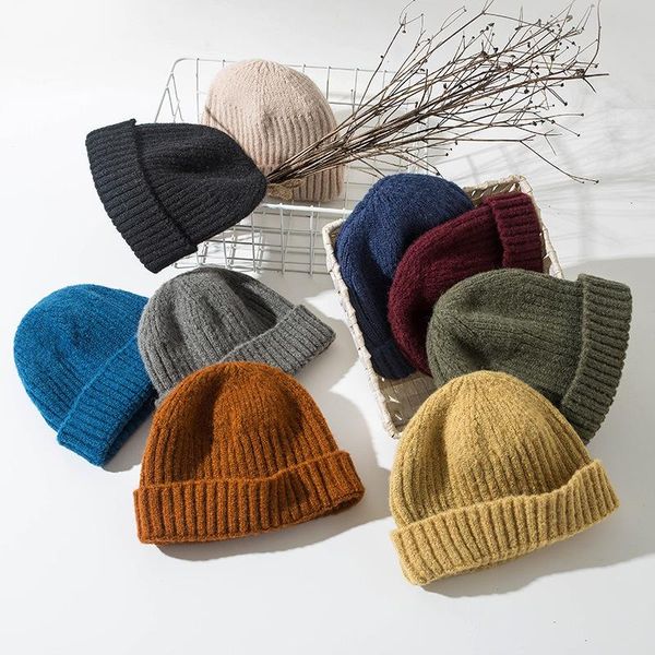 

beanies retro hip-hop street dance yuppie hat men women autumn winter keep warm cold protection dome woolen knitted cap elasticity b11